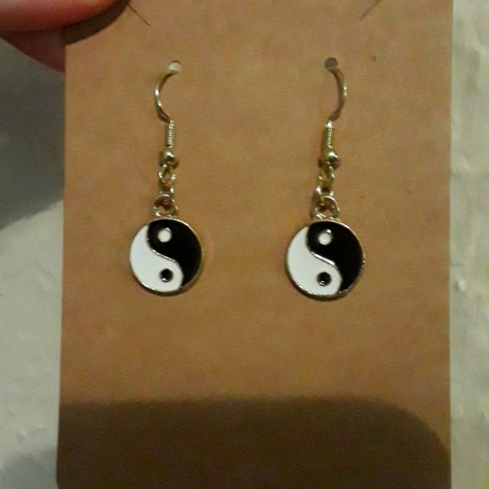 Small yin yang dangling earrings